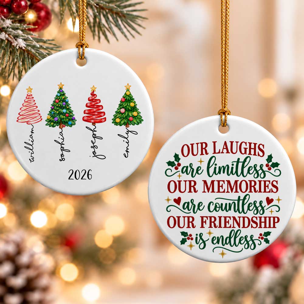 Personalized Ceramic Ornament - Custom Friends Christmas Tree Ornament 2026 - Gift for Besties, Coworkers