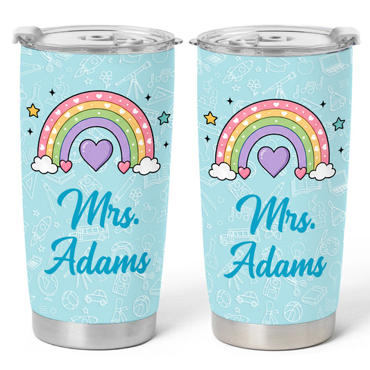 Pastel Teacher Tumbler - Custom Teacher Name Stainless Steel Tumbler - Back To School Gift for Teachers