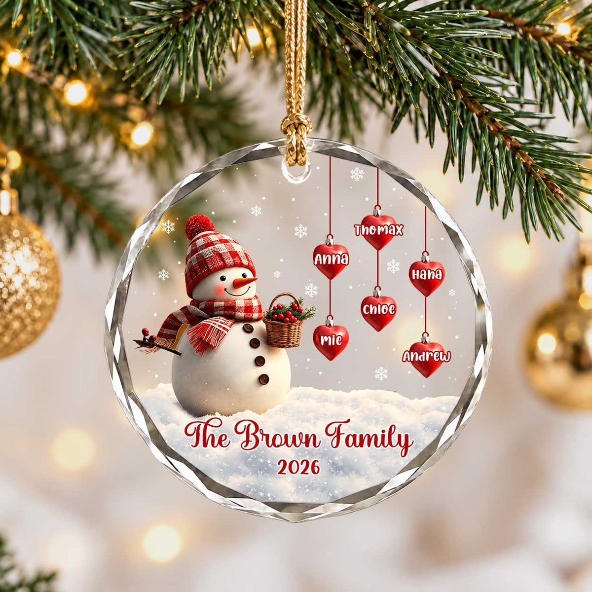 Personalized Gift Family Christmas Ornament 2026, Custom Name Glass Ornament Christmas Tree, Gift For Family