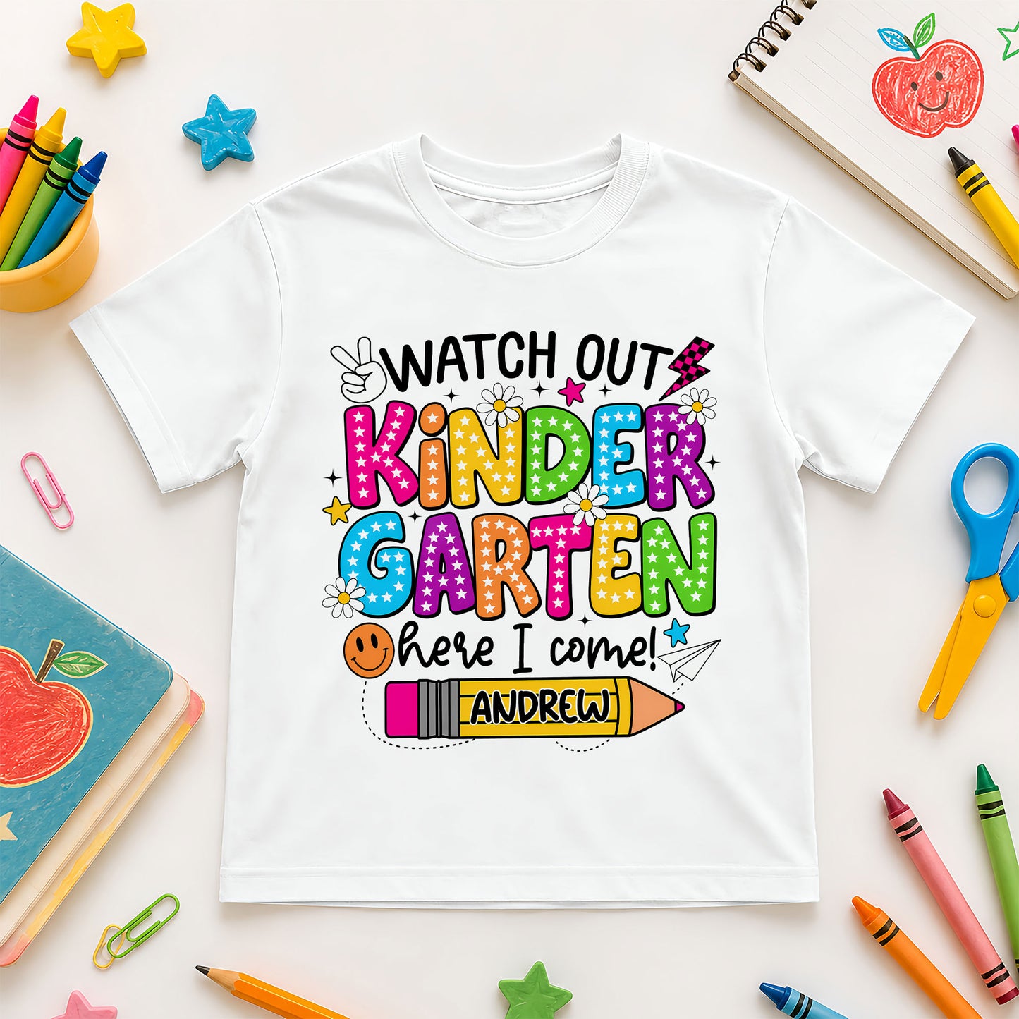 Watch Out School Here I Come Shirt - Custom Grade & Name Kids T-Shirt - First Day of School Back to School Outfit