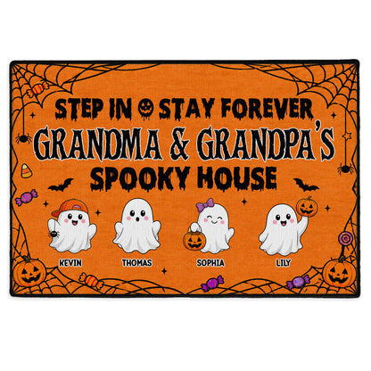 Personalized Halloween Doormat - Grandma & Grandpa Spooky House Mat - Custom Family Name Door Mat, Halloween Home Decor