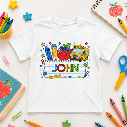 Personalized Back to School Shirt - Custom Name Kids T-Shirt - First Day of School Outfit for Boys & Girls