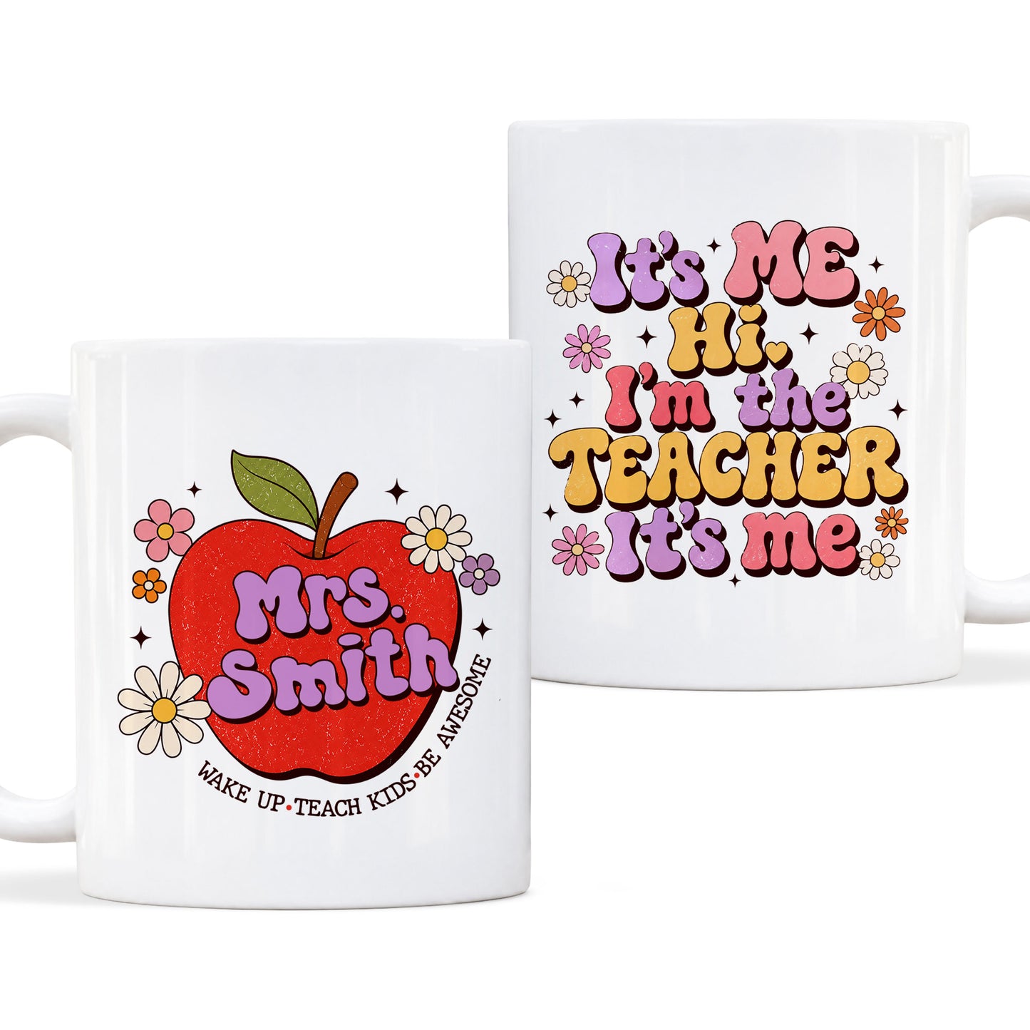 Retro Groovy Teacher Mug - It's Me I'm The Teacher - Personalized Gift for Teacher, Back To School 2026