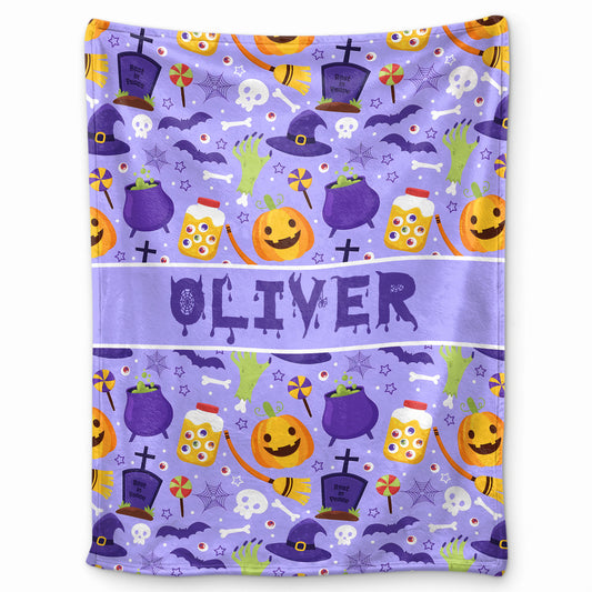 Personalized Halloween Blanket - Custom Name Throw Blanket - Spooky Halloween Decor, Cozy Gift for Kids & Adults