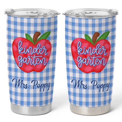 Gingham Teacher Tumbler - Personalized Teacher To Go Cup - Back To School Teacher Gift