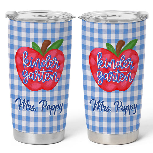 Gingham Teacher Tumbler - Personalized Teacher To Go Cup - Back To School Teacher Gift