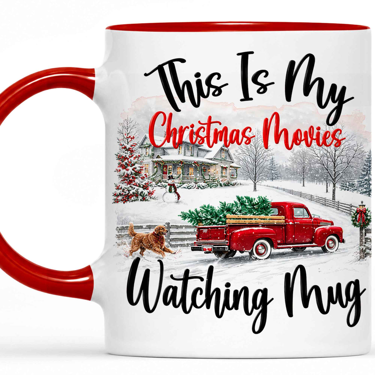 Christmas Movie Mug, Red Truck Christmas Tree Coffee Mug, Holiday Gift for Family