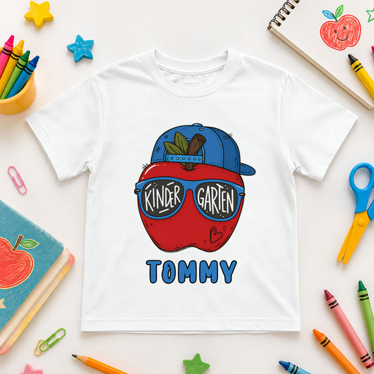 Apple School Shirt - Custom Kid Name & Grade T-shirt - First Day of School Gift for Boys & Girls