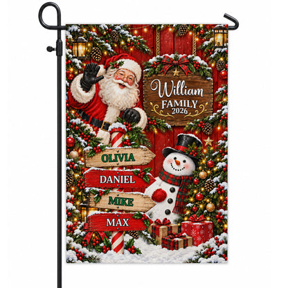 Personalized Christmas Garden Flag - Custom Family Name Santa Claus Flag - Christmas Home Decor