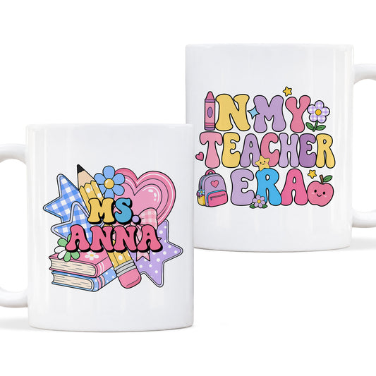 Pastel Groovy Teacher Mug - In My Teacher Era - Personalized Gift for Teachers