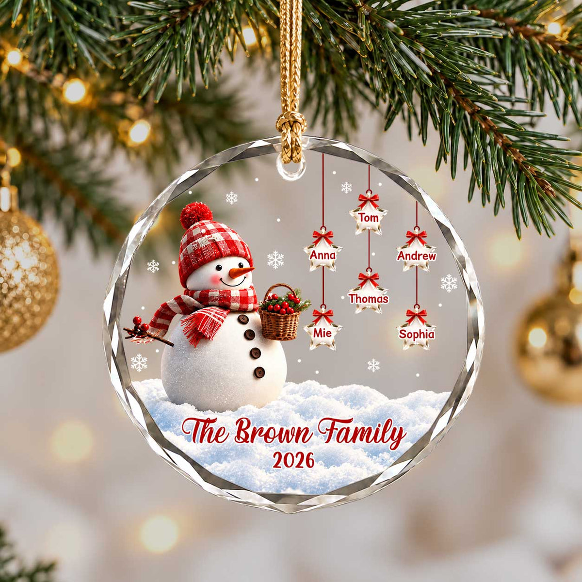 Personalized Gift Family Christmas Ornament 2026, Custom Name Glass Ornament Christmas Tree, Gift For Family