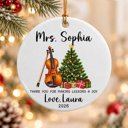 Personalized Music Teacher Christmas Ornament - Custom Violin Teacher Thank You Gift - Christmas Gift 2026