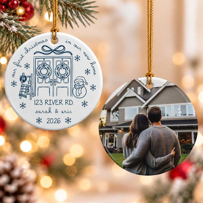 Personalized Ceramic Ornament - Custom Photo First Christmas in Our New Home - Christmas Keepsake 2026