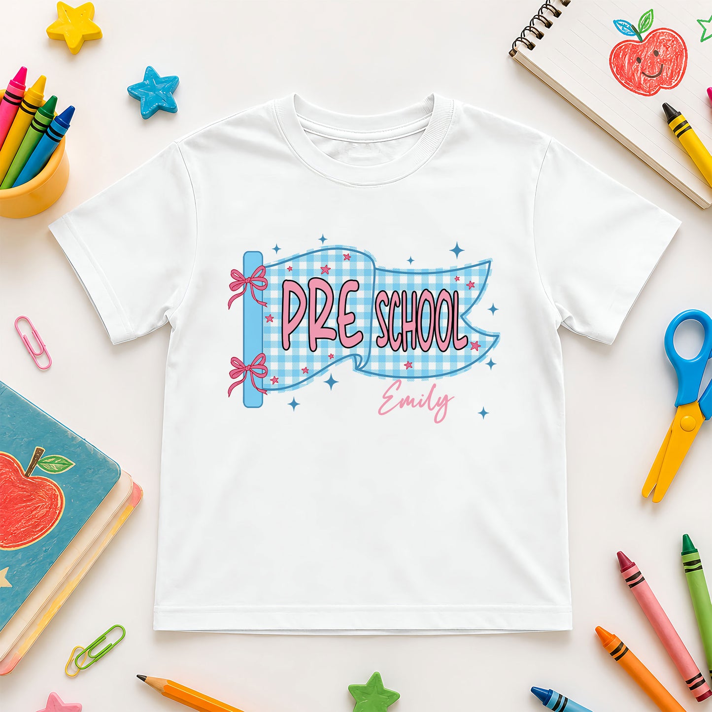 Personalized Pastel Pennant Shirt - Custom Grade & Name Kids T-Shirt - Back to School Tee for Girls