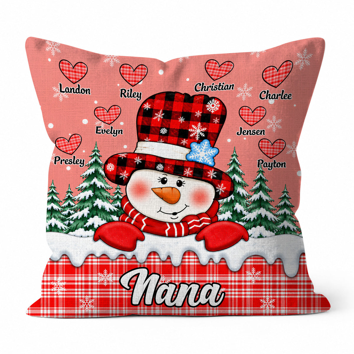 Personalized Christmas Pillow - Snowman Grandma Throw Pillow - Christmas Gift for Grandma, Mom