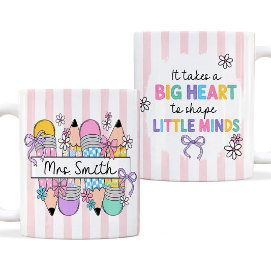 Back to School Personalized Teacher Mug, Custom Name Coffee Mug, Teacher Appreciation Gift for Preschool, Kindergarten & Elementary Teachers