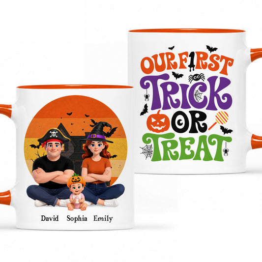 Personalized Halloween Family Mug - Our First Trick or Treat Accent Mug - New Family Halloween Gift, Spooky Season Drinkware