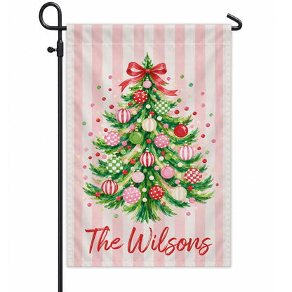 Personalized Christmas Garden Flag - Custom Family Name Flag - Christmas Porch Decor