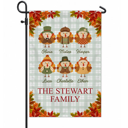 Personalized Thanksgiving Garden Flag - Custom Family Name Turkey Flag - Thanksgiving Outdoor Decor