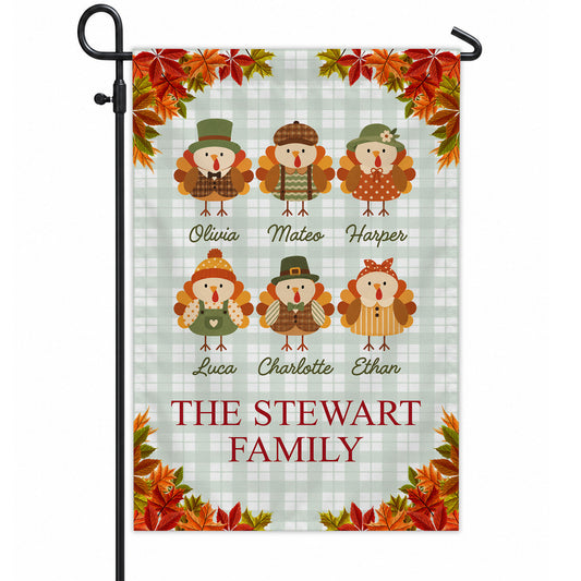 Personalized Thanksgiving Garden Flag - Custom Family Name Turkey Flag - Thanksgiving Outdoor Decor