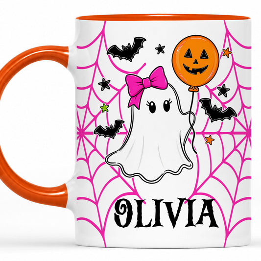 Personalized Halloween Family Mug Set - Custom Name Ghost Accent Mug - Matching Halloween Mugs for Family, Cute Spooky Gift