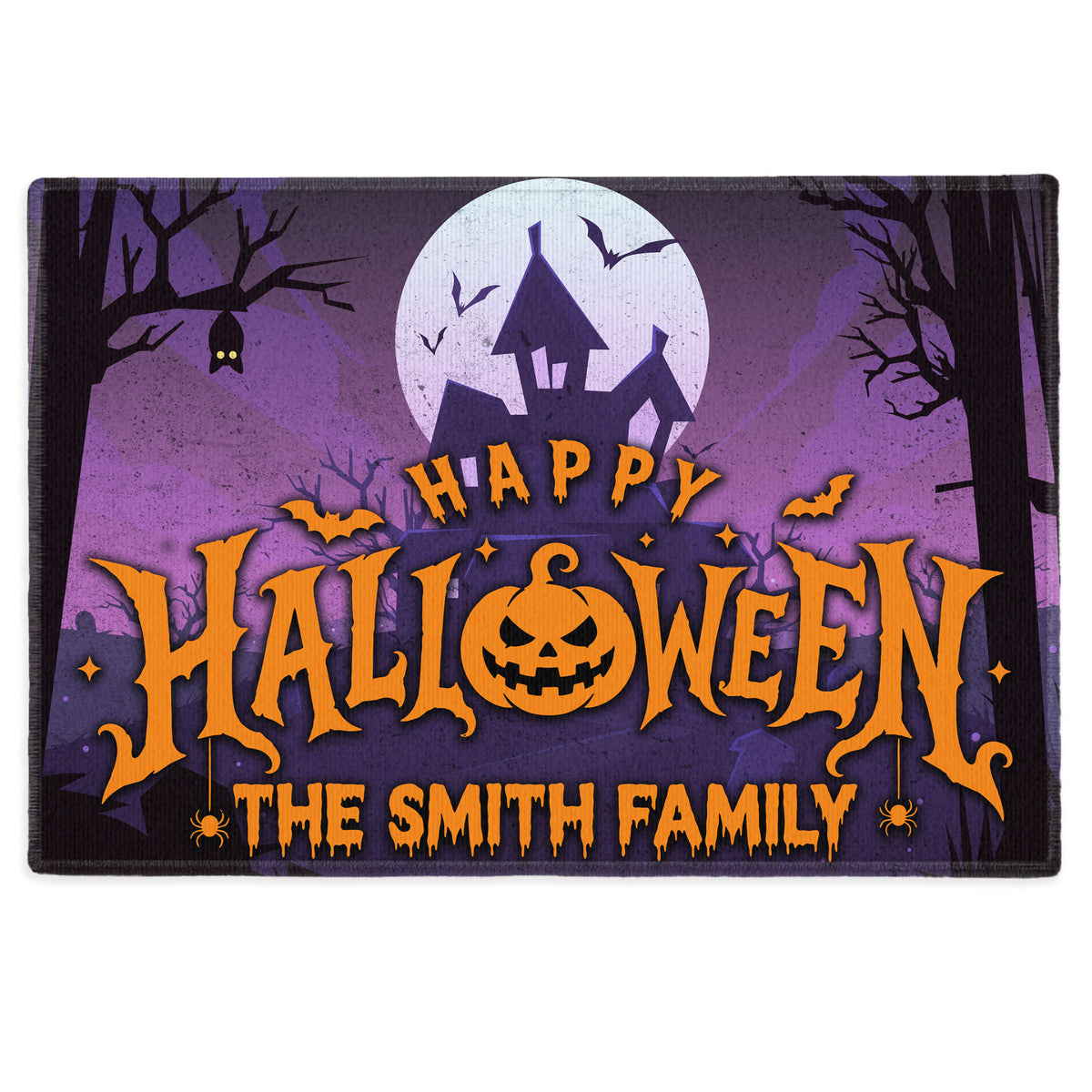 Personalized Halloween Family Name Door Mat - Spooky Porch Decor, Halloween Housewarming Gift