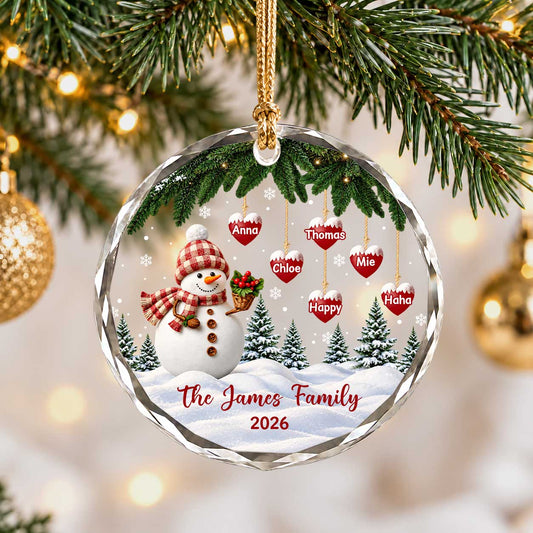 Personalized Gift Family Christmas Ornament 2026, Custom Name Glass Ornament Christmas Tree, Gift For Family