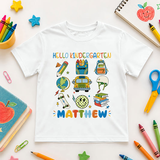 First Day of School Sporty Shirt - Custom Grade & Name Kids T-Shirt - Back to School Tee for Boys