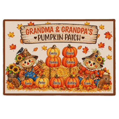 Personalized Thanksgiving Doormat - Grandma Grandpa's Pumpkin Patch Mat - Thanksgiving Gift for Family