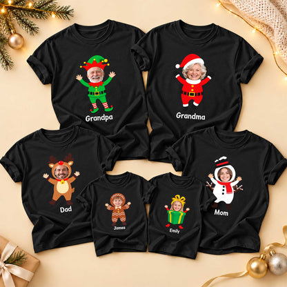 Custom Face Christmas Family Shirts, Personalized Holiday Characters, Matching Family Outfits