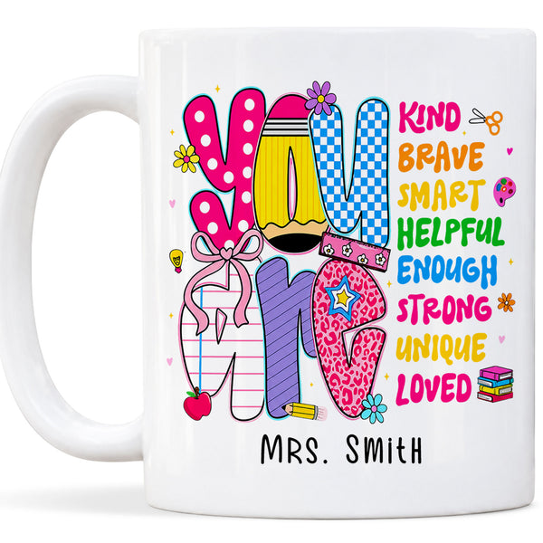Personalized Teacher Coffee Mug, Custom You Can Do It Mug with Name, Back to School Gift, First Day of School, Teacher Appreciation Cup