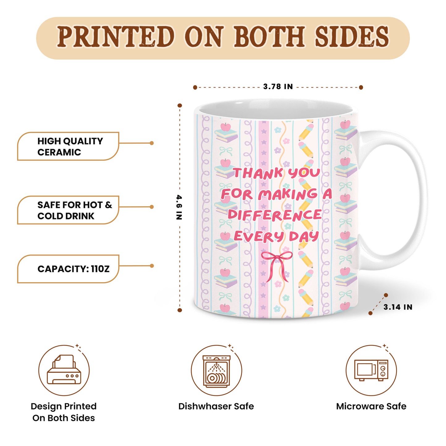 Personalized Teach Love Inspire Teacher Mug with Custom Name, Teacher Appreciation Coffee Mug, Thank You Teacher Gift, Back to School Gift