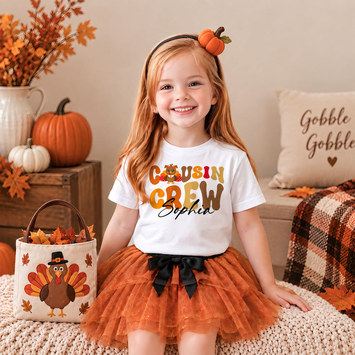Personalized Thanksgiving Cousin Crew Shirt - Custom Name Turkey Shirt - Matching Family Fall Outfit