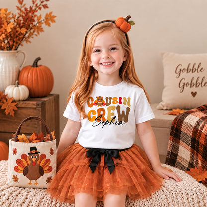 Personalized Thanksgiving Cousin Crew Shirt - Custom Name Turkey Shirt - Matching Family Fall Outfit