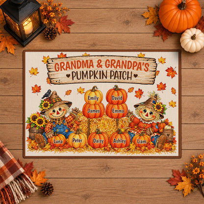 Personalized Thanksgiving Doormat - Grandma Grandpa's Pumpkin Patch Mat - Thanksgiving Gift for Family