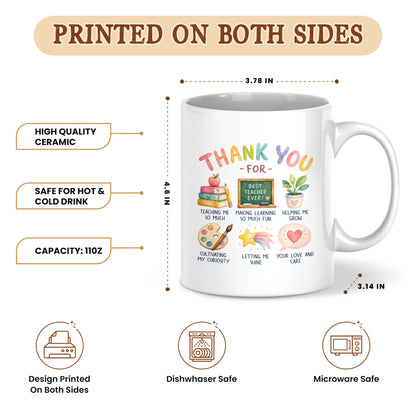 Thank You Teacher Mug - Personalized Teacher Mug - Appreciation Gift For Teachers, Back To School 2026