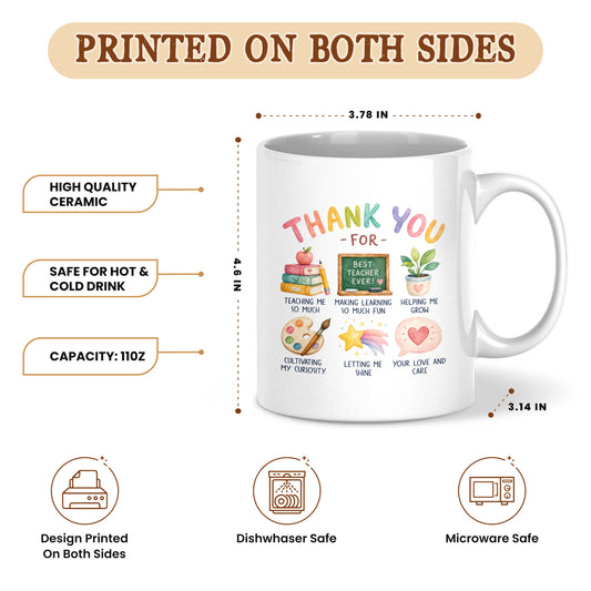 Thank You Teacher Mug - Personalized Teacher Mug - Appreciation Gift For Teachers, Back To School 2026
