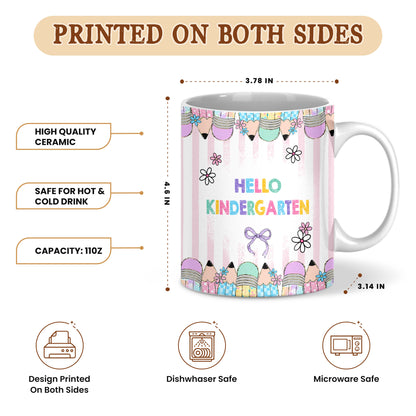 Personalized Hello Kindergarten Mug with Custom Grade & Name, Cute Goose School Coffee Mug, First Day of School Gift for Kids Students