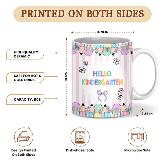 Personalized Hello Kindergarten Mug with Custom Grade & Name, Cute Goose School Coffee Mug, First Day of School Gift for Kids Students