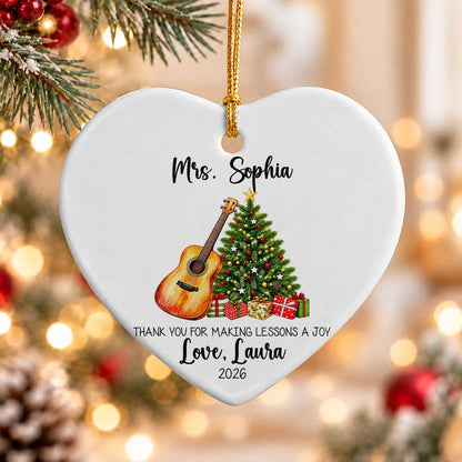 Personalized Music Teacher Christmas Ornament - Custom Guitar Teacher Thank You Gift - Christmas Gift 2026
