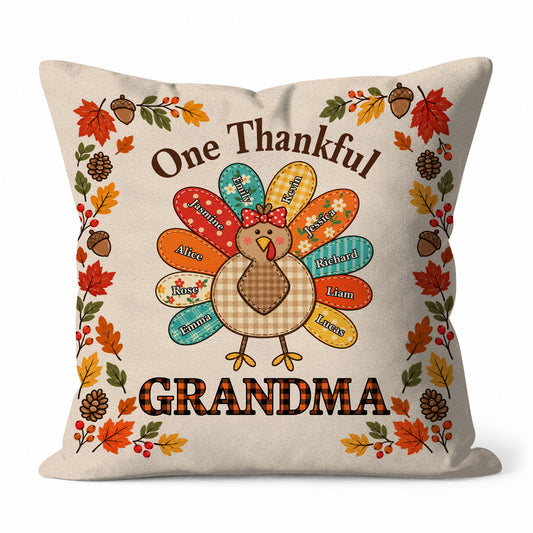 Personalized Thanksgiving Pillow - One Thankful Grandma - Thanksgiving Gift for Grandma, Mom
