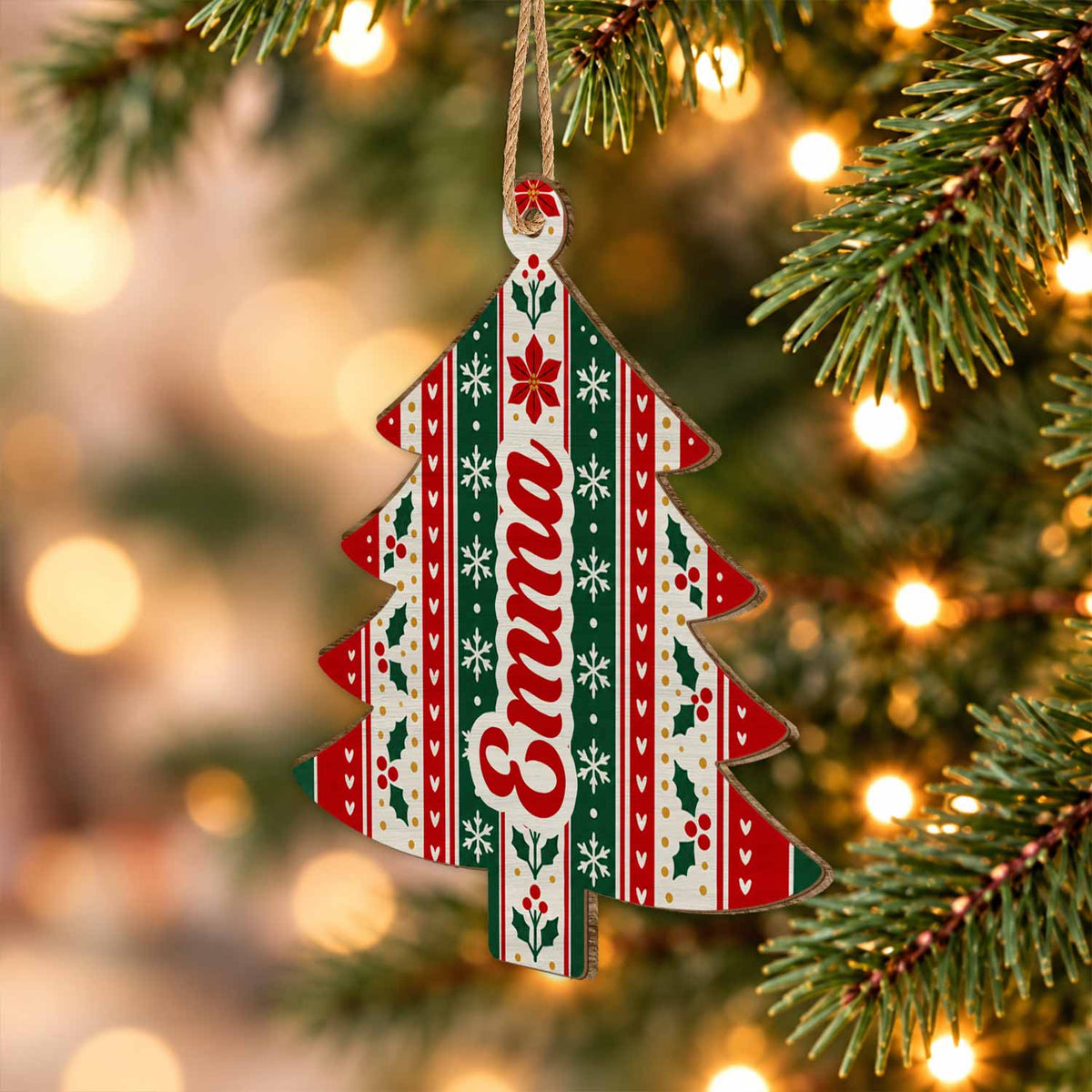 Personalized Custom Shape Wood Ornament - Custom Name Christmas Tree Ornament - Christmas Family Gifts