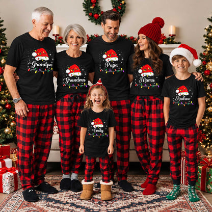 Personalized Family Christmas Shirts, Matching Santa Hat Tees, Custom Name Holiday Gift