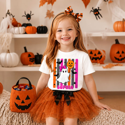 Personalized Halloween Ghost Shirt, Custom Name Kids Halloween T-Shirt, Spooky Halloween Outfit, Trick or Treat Gift