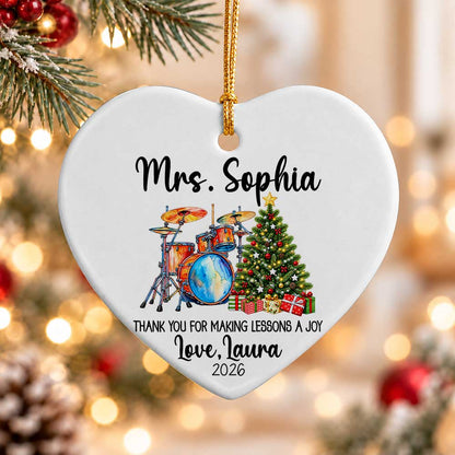 Personalized Music Teacher Christmas Ornament - Custom Drum Teacher Thank You Gift - Christmas Gift 2026