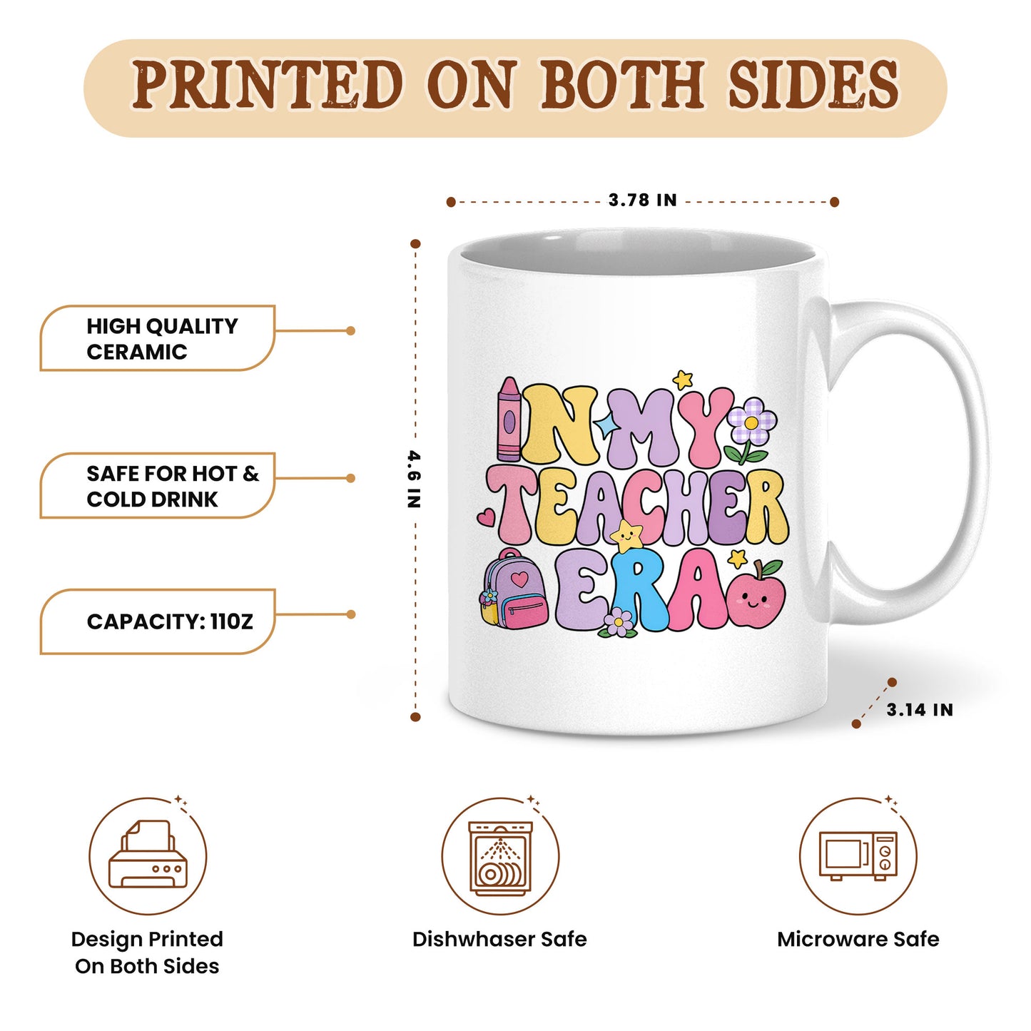 Pastel Groovy Teacher Mug - In My Teacher Era - Personalized Gift for Teachers