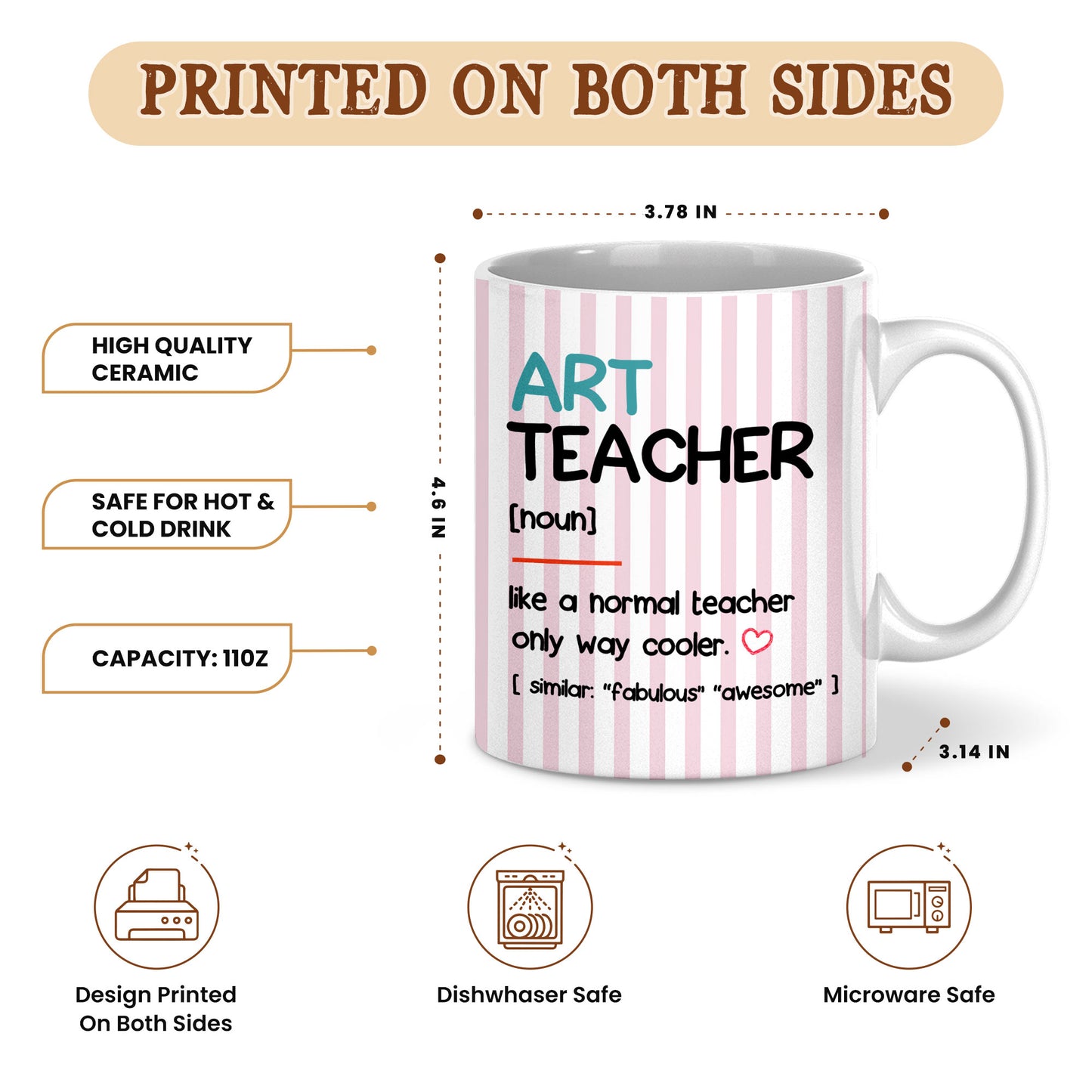 Custom Subject Teacher Coffee Mug - Personalized Teacher Ceramic Cup, Teacher Appreciation Gift
