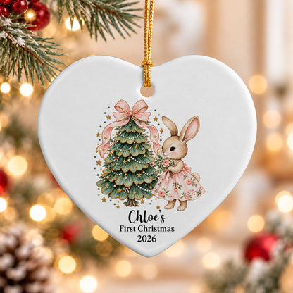 Personalized First Christmas Ornament 2026 - Baby's First Christmas Ceramic Ornament - Newborn Gift
