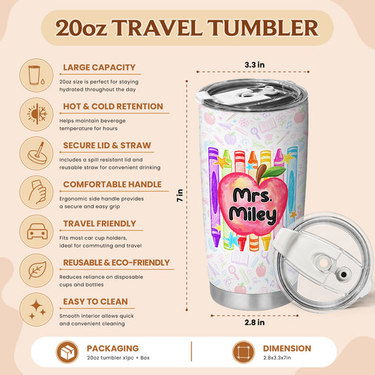Teacher Daily Affirmations Tumbler - Personalized Teacher To Go Cup - Motivational Gift for Teachers
