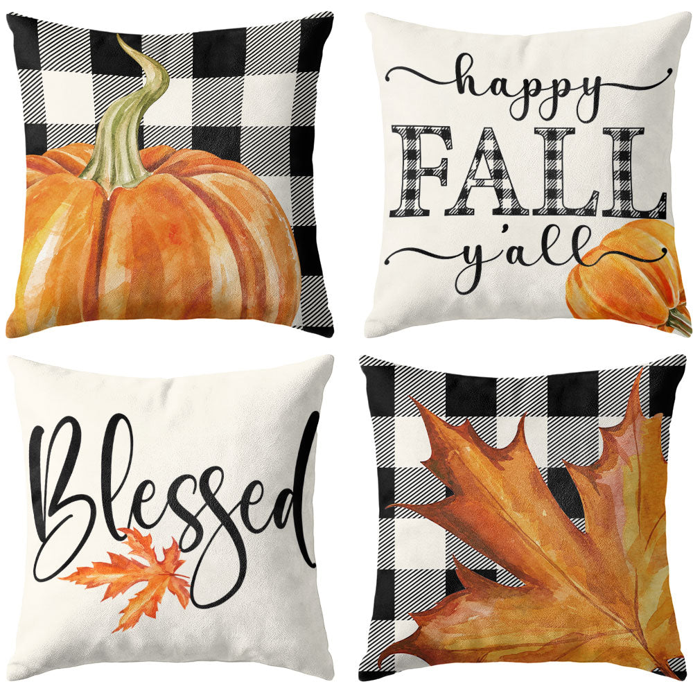 Thanksgiving Fall Decorative Pillow Set of 2 or 4, Harvest Throw Pillows for Home Decor, Gifts for Family